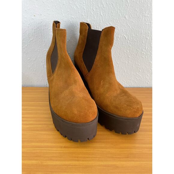 Y2K Suede Chelsea Platform Boots EU Size 40 US Size 9.5 Chunky Heel - Picture 1 of 11